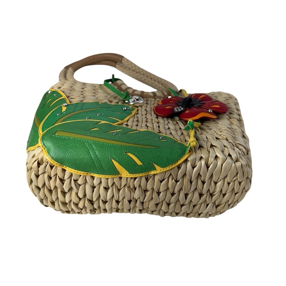 BRIGHTON STRAW & LEATHER FLOWER LEAVES purse - Picture 7 of 13